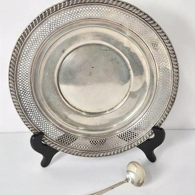Sterling Silver Reticulated Bowl - Newport, 9” Diameter & Small Ladle