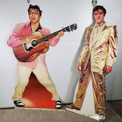 Elvis Presley Life-size Cut Outs: 74” Cardboard Standee From 2000 & 70” Diecut On Thick Stock 1992