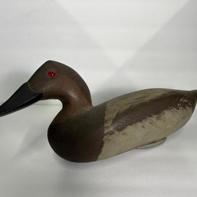 Vintage Carved Wood Chesapeake Region Duck Decoy Marked AH Taylor - 15.5” Long