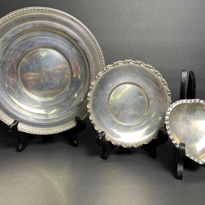 Vintage Sterling Silver Plates – Mixed Sizes (9", 6", 4"), Marked