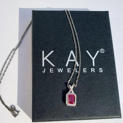Garnet & Diamond 9" Necklace, Kay Jewelers 
