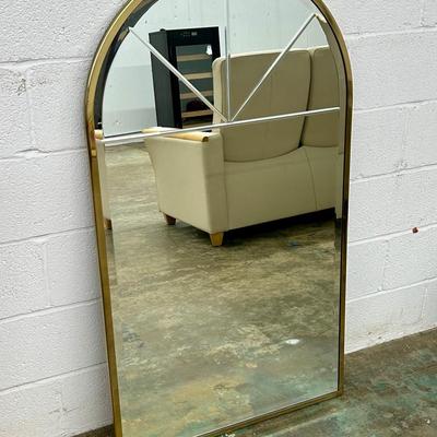 Brass Arched Wall Mirror – 28x48" Metal Frame