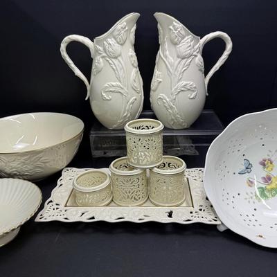 Lenox Butterfly Meadow Bowl, Fruits of Life Bowl, Tulip Pitchers, Tealight Holders, More