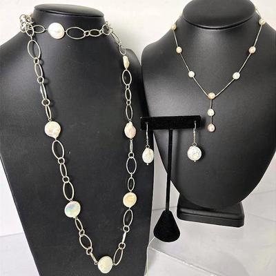 Cultured Pearl Necklaces And Earrings, Some Sterling Silver