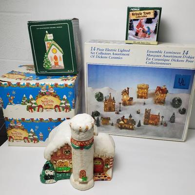 Enesco Northpole Village Santa's Control Tower & More Christmas Village Pieces