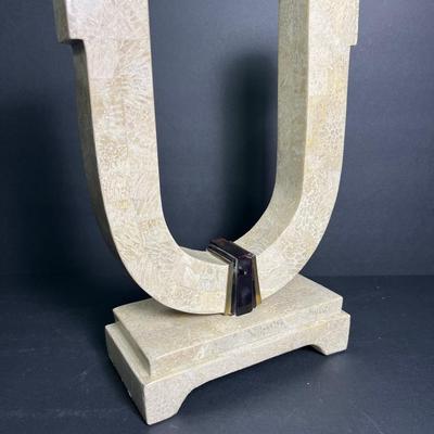 MCM Maitland-Smith Modernist Tessellated Stone Candle Holder – 9x4x14"