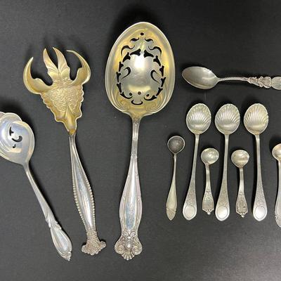 Vintage Sterling Silver Spoons & Serving Pieces – Marked, Some Monogrammed