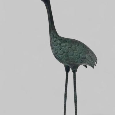 Bronze Stork Statue – XL 38" Tall, Verdigris Finish