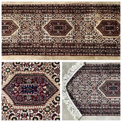 Hand-Knotted Wool Bokhara Runner Rug with Tekke Gul Medallions - 8’10”x2’5”