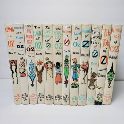 Vintage L. Frank Baum Wizard of Oz 12-Book Set – White Edition, Hardcover by Reilly & Lee
