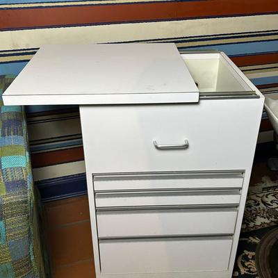 Slide Top 4-Drawer Storage Cabinet On Casters- 21x20x32"