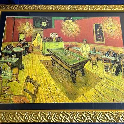 Vincent van Gogh "The Night Café" Print, Gold Framed 26x32"