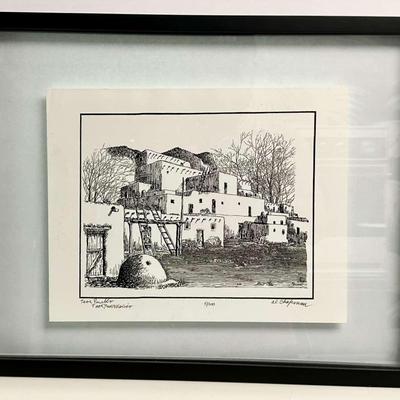 Al Chapman Pencil Signed “Taos Pueblo” Limited Edition Lithograph, Numbered 5/200, Framed 17x21”