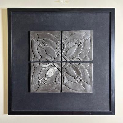 Abstract Sculptural Tile Wall Art, Framed 22x22" 