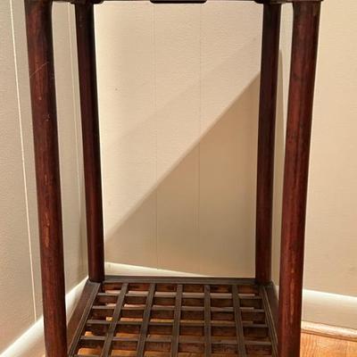 Asian Wood Display Stand with Lattice Shelf - 15x15x31"
