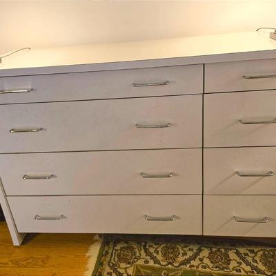 Large Modern 8-Drawer Laminate Dresser, 54x18x37"