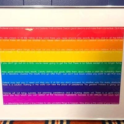 "Show Us the Colors of Your Rainbow" Motivational Typography Art Print, Framed 17x24”