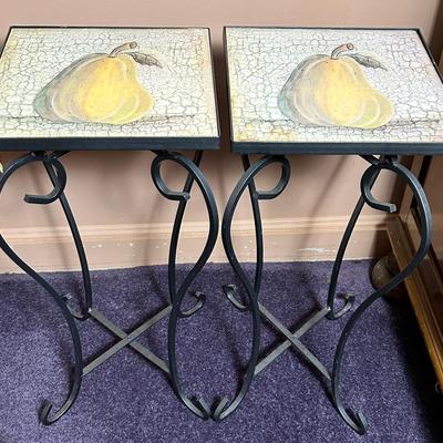 Wrought Iron Plant Stands / Side Tables - 10x10x22"