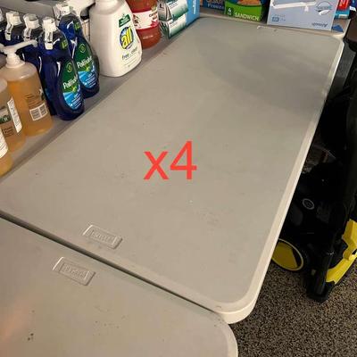 Four Small Rectangular Lightweight Plastic Top Folding Tables -48x24x29"