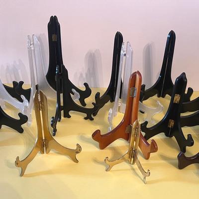 Folding Picture Stands, Wood, Plastic, Brass