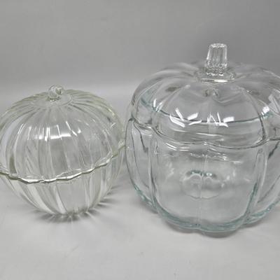 Clear Glass Pumpkin Jar Pair