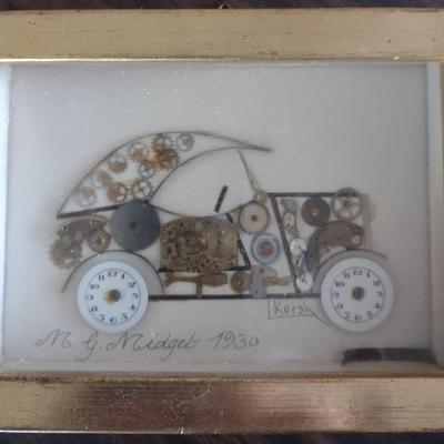 L Kersh signed original mixed media horological collage