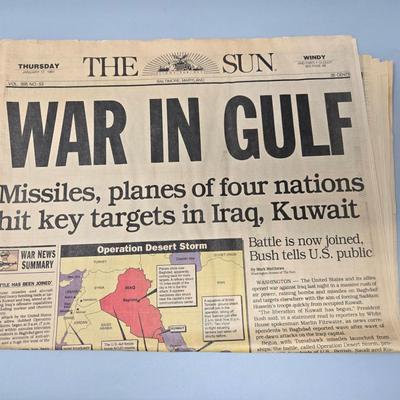 Jan 17, 1991, Baltimore Sun Gulf War Headline