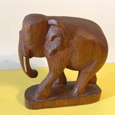 Wood (teak?) Carved Elephant 