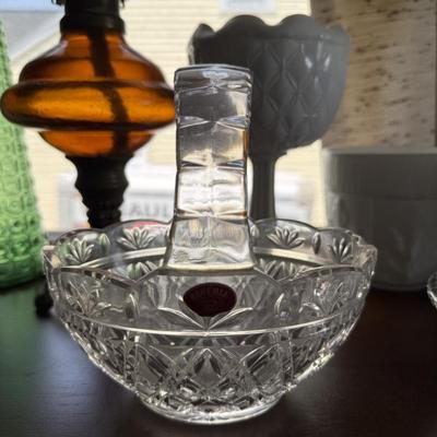 Vintage leaded glass crystal basket