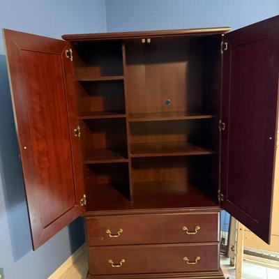 Large wooden TV cabinet/armoire - Open