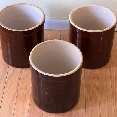 Large stoneware crocks