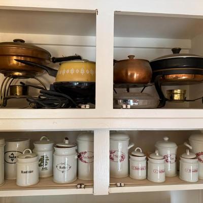 Nice canisters, heating pots, and fondue pots