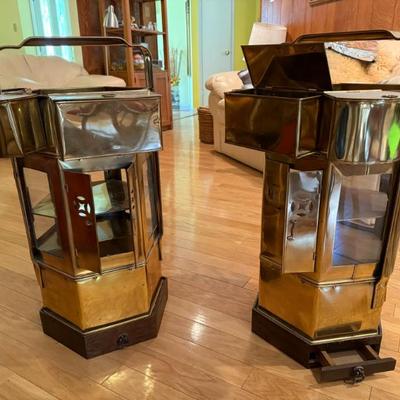 2 brass and glass noodle carts - Make interesting side tables