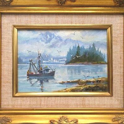 Inside Passage: Original Oil Painting and Miniature Picture by Jan Worsoe
