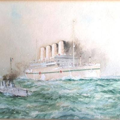 H.M.H.S "Aquitania" By William Minshall Birchall