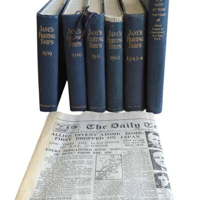 WWII Jane's Fighting Ships / August 7, 1945 News Paper
