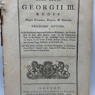 An Act of Parliament from the reign of King George III, 1797