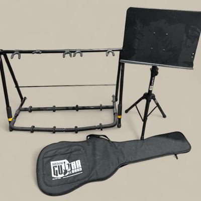Guitar Stand, Case, & Music Stand 
