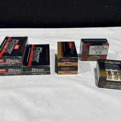 Blazer .380 Auto 150rnds, PMC Bronze .380 100rnds, Others Pictured