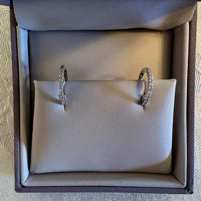 Diamonds Direct:  14K White Gold Diamond Huggie Hoop Earrings, Value: $385