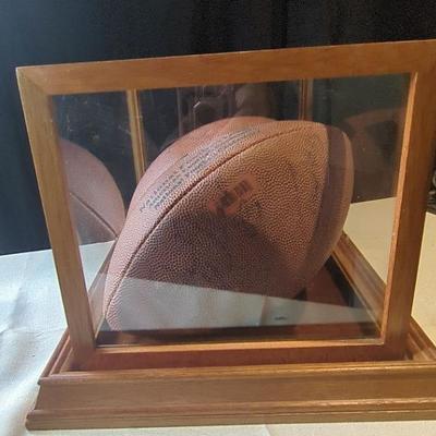 2 Signed Footballs with Glass Display Case