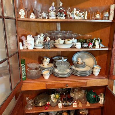 Contents Of Corner Cabinet-China, Glassware, Figurines