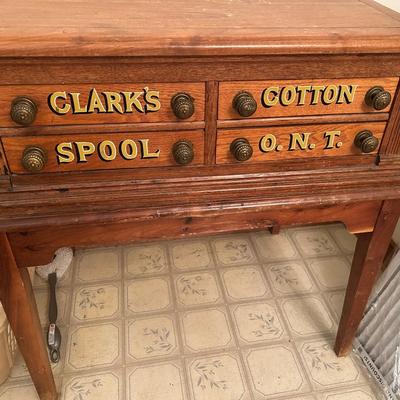 Antique Clark’s Cotton Thread & Spool Cabinet 