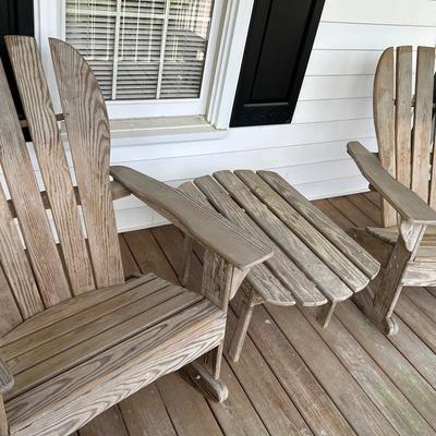 Pair Of Adirondack Rocking Chairs With 2 Side Tables And Child’s Rocker 