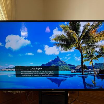 65” LG TV With Two Tier TV Stand & Remote 