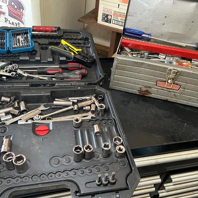 Group Of Assorted Craftsman And Other Tools W/ Tool Boxes 