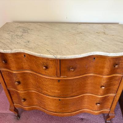 Vintage Marble Top Chest Of Drawers