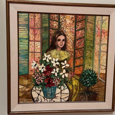 Original Oil "Window Seat" By Joanne Mix 