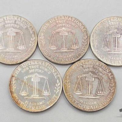#1134 • (5) .999 1980 USS Constitution Coins, 1oz
