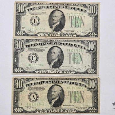 #1224 • (3) 1934 $10 Bills
